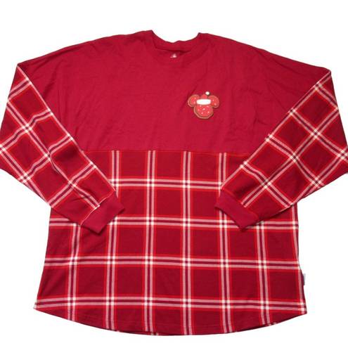 Disney NWT  Mickey Mouse Holiday Plaid Spirit Jersey in Red Seasons Greetings XXL