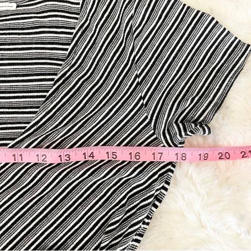 Seven 7 Striped Tie Front Ribbed Short Sleeve Blouse Shirt Top Small