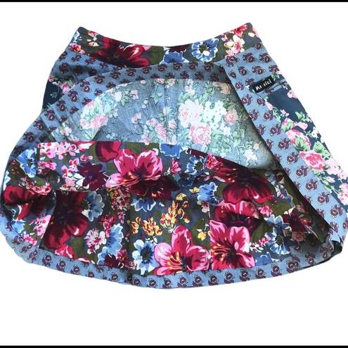 Meshki Moshiki Hot Cookie Reversible Floral Wrap Skirt Bright Colors W/Pockets OS