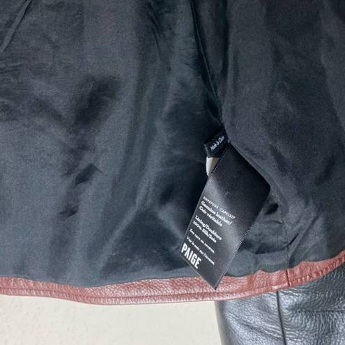 Paige NWOT  black leather / silk jacket with brown collared lining (‎ XS )