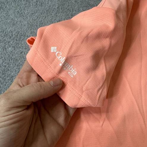 Columbia  Top Womens Size M Golf Polo Peachy Pink Preppy Logo Outdoors Hiking