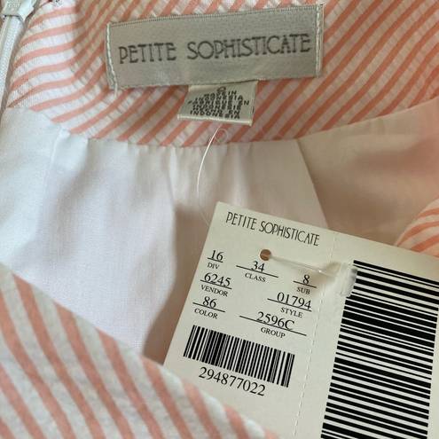 Petite Sophisticate NWT  Pink & White Seersucker Skirt