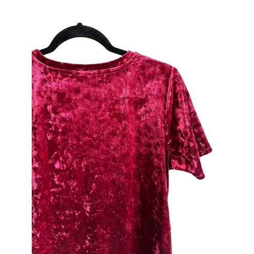 Z Supply  Women’s Medium Velvet Short Sleeve V-Neck Dark Red Blouse