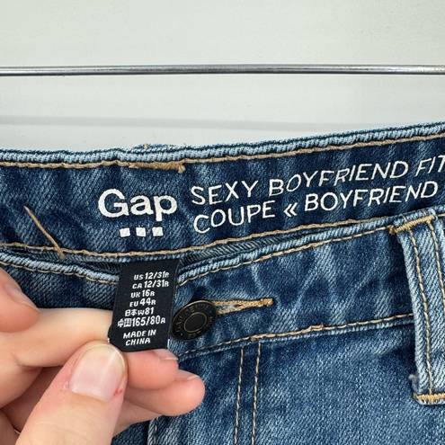 Gap  Factory Sexy Boyfriend Crop/Ankle Medium Wash Denim Women 12 Patchwork Jeans