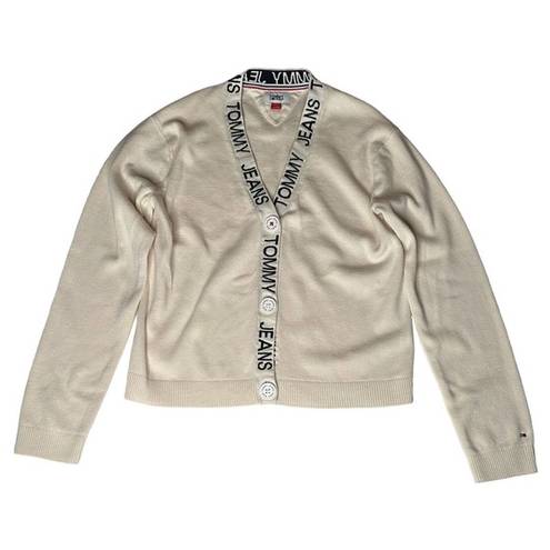 Tommy Hilfiger  Button-Up V-Neck Cardigan Sweater Tommy Jeans Logo Womens Size S