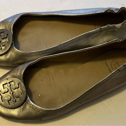 Tory Burch  bronze ballet slippers sz 8