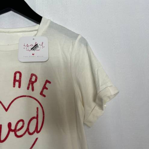 Isabel Maternity NWT  Short Sleeve "You are Loved" Graphic Tee Cream & Red large