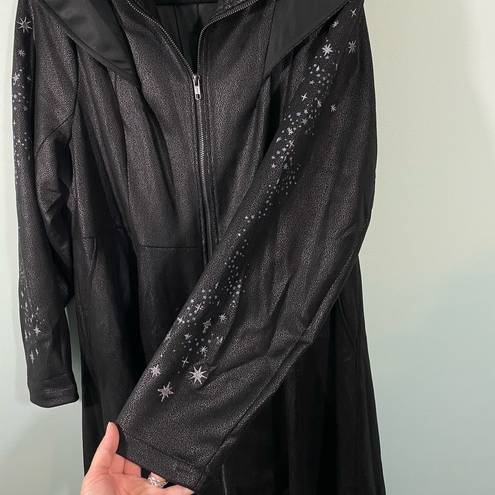 Torrid  X Harry Potter Black Deathly Hallows Faux Suede Embroidered Coat Size 2