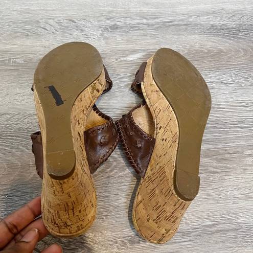 Jack Rogers  Emilia Leather Cork Wedge Sandal Brown