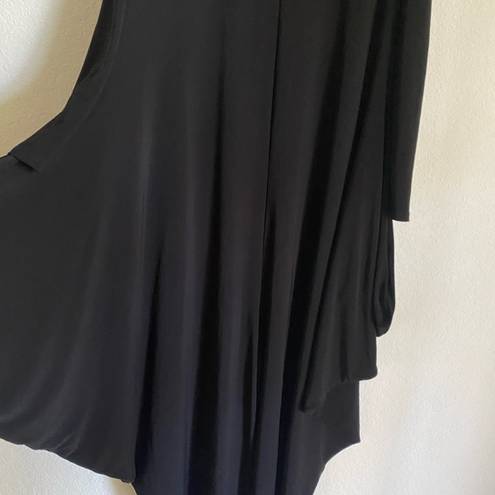 Joseph Ribkoff  Harem Drape Cold Shoulder Zip Up Chic Black Jumpsuit Size 8