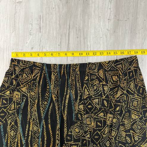 Coldwater Creek Vintage  Stretchy Midi Abstract Skirt Black Gold Blue