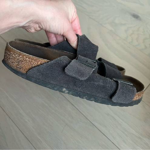 Birkenstock  Arizona Suede with Soft Footbed in Dark Gray