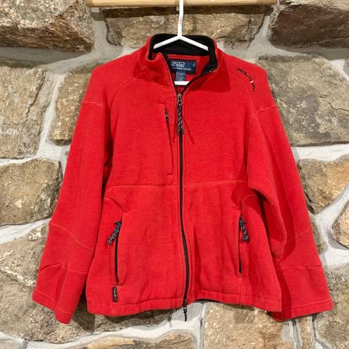 Polo Vintage Red/Black  Ralph Lauren Embroidered Zip Up Sweatshirt Jacket