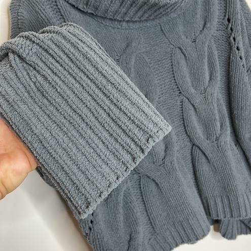 The Moon  & Madison Blue-Gray Plush Cowl Neck Knit Sweater