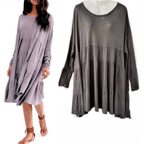 Free People NWOT Rory Oversized Tiered Long Sleeve Scoop Neck Midi Tunic XS