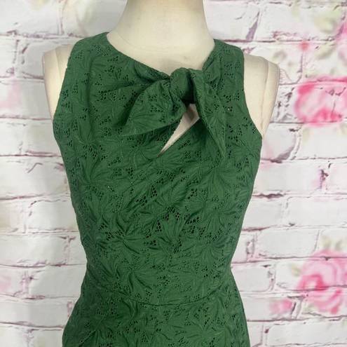 Tracy Reese  green lace sleeveless sheath dress with tie neck line