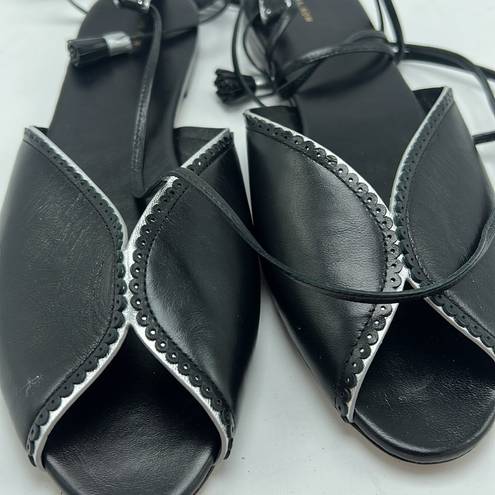 The Row  Charlotte leather flat sandal tie up black size 10 / 40