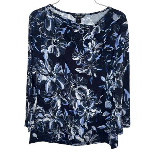 St. John  Women’s‎ Blue Floral Cowl Neck Blouse Size M