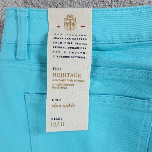 Talbots  Womens Heritage Jeans 12/31 Blue Slim Ankle Straight Leg Stretch NEW