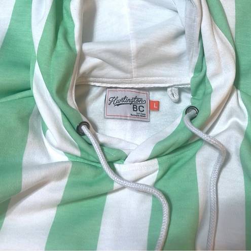 Beach Club Huntington  Surf Team Hoodie Women’s Size Large Placid Green Striped