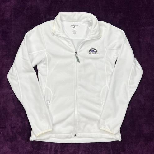 Antigua Colorado Rockies White Fleece Jacket