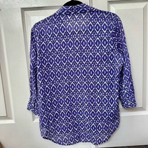 Chico's Chico’s purple geometric print button down shirt