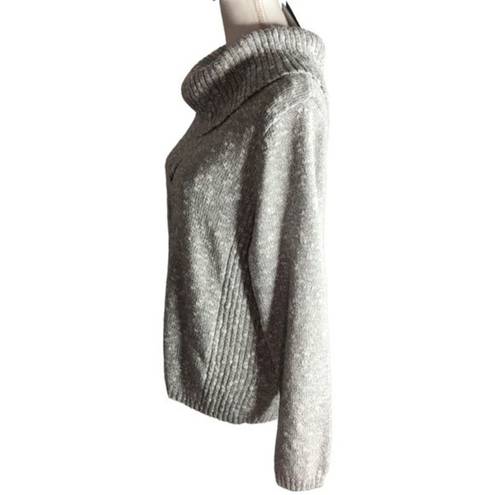 Sag Harbor  Missy Grey Metallic Turtleneck Pullover Long Sleeve Sweater