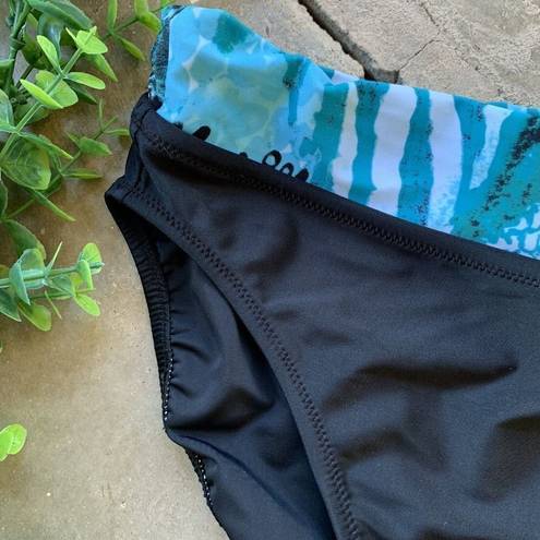 Gottex  Swim Bikini Bottom Animal Print Banded Black Blue Size 6