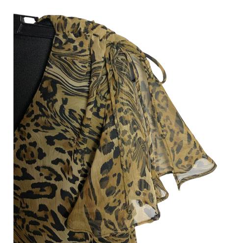 Scarlett Black & Golden Brown Swirl Leopard Print Dress Wm 8