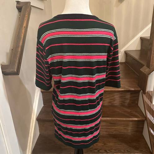 Scotch & Soda  Green Pink Striped Short Sleeve Sweater Tunic Size Medium