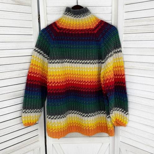 Moda  International Vintage Rainbow Striped Chunky Oversized Sweater Medium