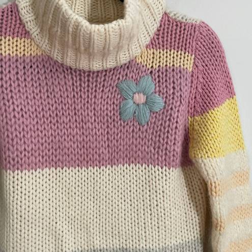 Anthropologie Moth striped colorblock turtleneck sweater