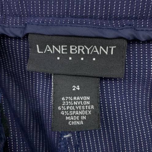 Lane Bryant  Pants Womens Size 24 Blue Pinstripe Trouser Mid Rise Pockets Cropped
