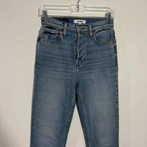 RE/DONE ReDone Originals 90s High Rise Ankle Crop in Hazey Indigo Button Fly Size 24