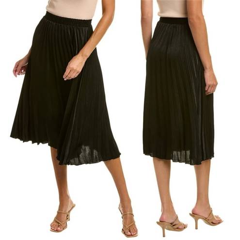 Max Studio NWT  Satin Pleated High Waisted Midi Skirt Flowy A-Line Brown Boho XS