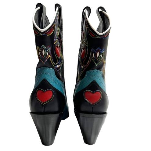 Polo  Ralph Lauren Blue Leather Western Cowboy Boots  Heart Teal multi vachetti 6