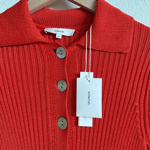 Vince  Orange Ribbed Collar Button Front Cardigan Sweater Women’s XXS NWT