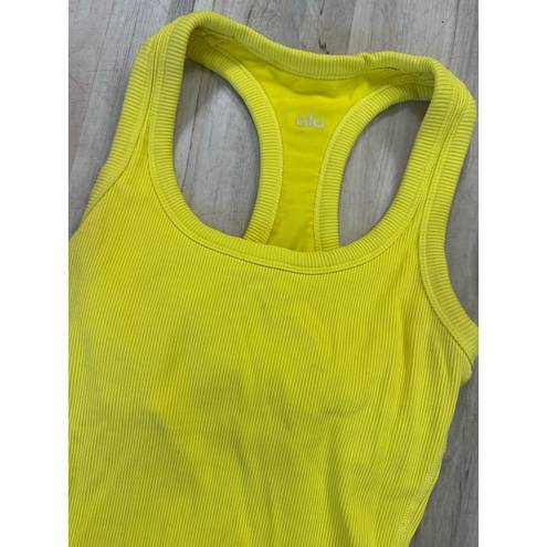 Alo Yoga ALO ribbed tank neon yellow built in bra