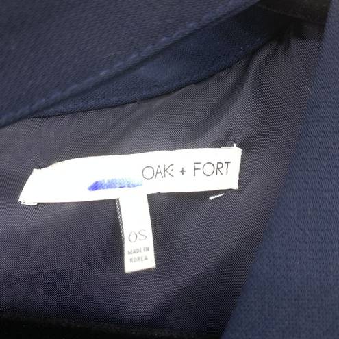 Oak + Fort  Mini Dress Women's One Size Blue Choker V-Neck Over Sized Long Sleeve