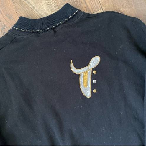 Jerzees Vintage Womens Made in USA  Embroidered Black Turtleneck Sweater Medium