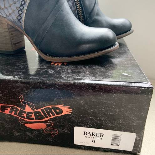 FREEBIRD by Steven  Baker Boots Navy Multi RARE Size 9 NEW IN BOX