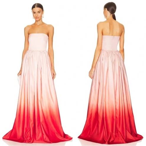 Lee 🆕 SAU  Teigen Gradient Duchess Satin Strapless Gown in Blush Red Ombre Sz 0