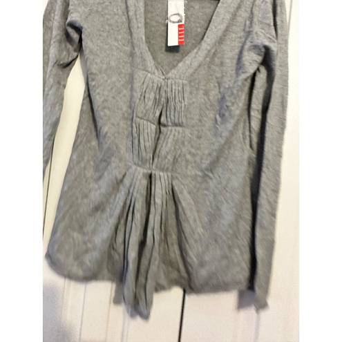 Elle  gray gathered front cardigan sweater NEW XS