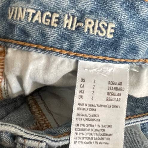 American Eagle Vintage High Rise Button Fly Distressed Ripped Knee Jeans Size 2