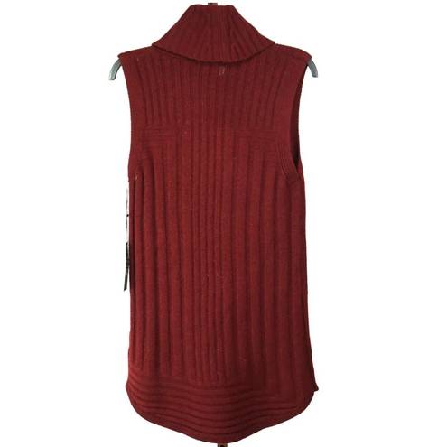 Tahari  Maroon Turtleneck Sleeveless Tunic Sweater Wool & Yak Hair Blend Size M