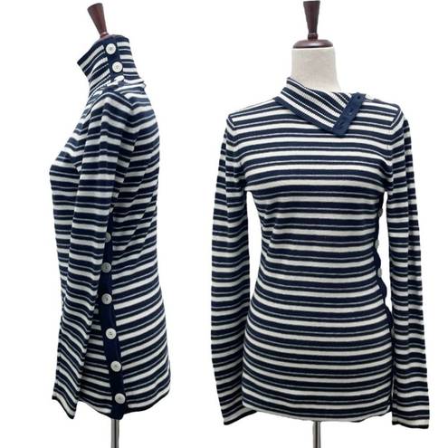 Tracy Reese  Cashmere Blend Navy & Ivory Nautical Striped Sweater Size Medium