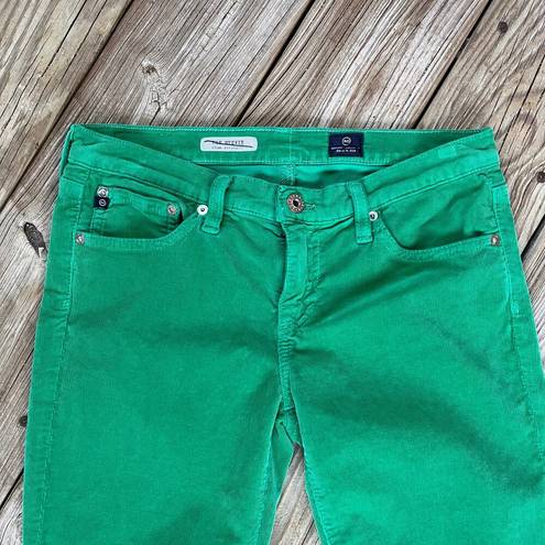 AG Adriano Goldschmied  Women's The Stevie Slim Straight Green Corduroys Size 28R