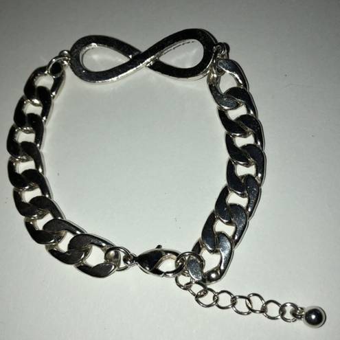 infinity Silver Tone Chain  CZ Pave 7” Bracelet