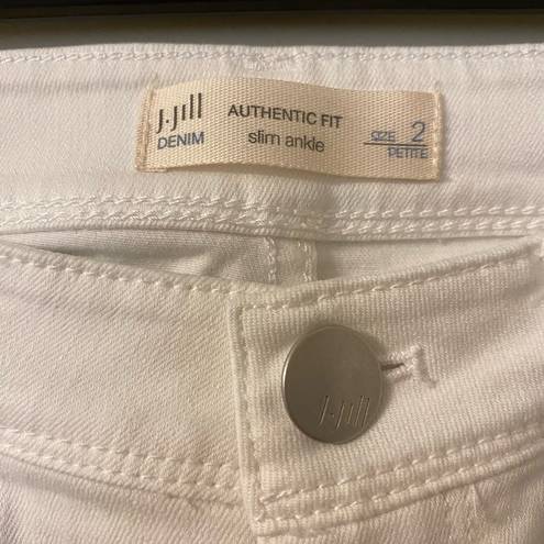 J.Jill Womens  Authentic Fit Slim Ankle White Jeans Size 2 Petite Short