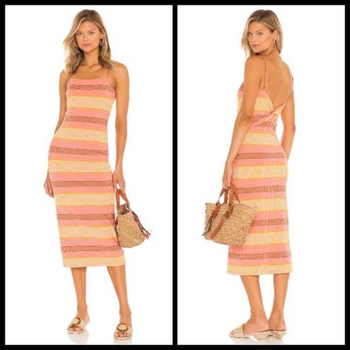 l*space 💕L*💕 Vanessa Dress ~ Beachy Keen Stripe 90's Midi Bodycon Large L NWT